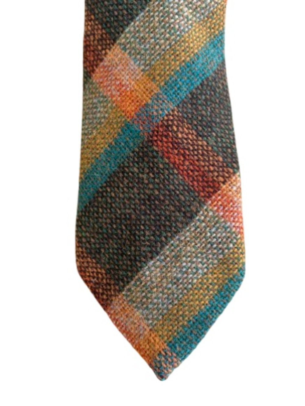 Vintage Men’s Pure New Wool Tie in Blue Rust & Brown Woven & Made in Scotland